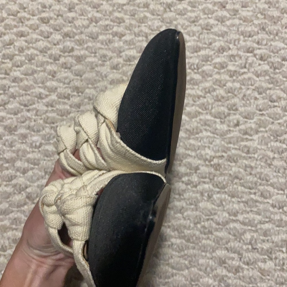 Black Beige Pointed Toe Knot Slides - image 7